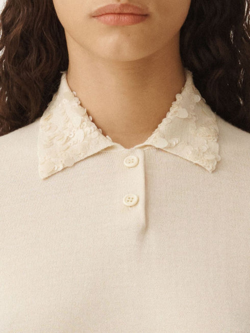 fine-knit polo top